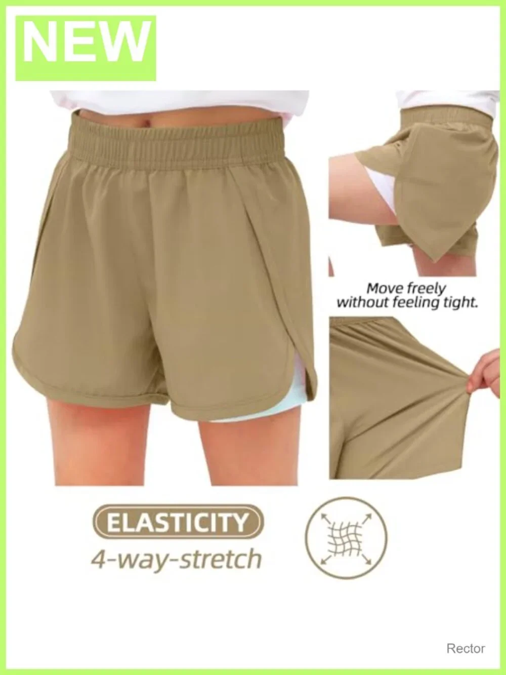 Girls 2-in-1 Swim Shorts Quick Dry Compression Liner Boardshorts